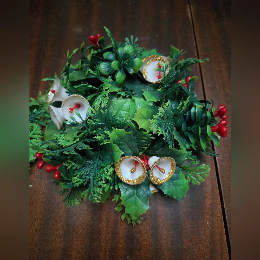 Vintage Christmas Plastic Holly Candle Wreaths